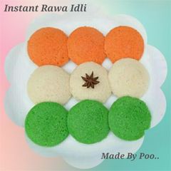 A picture of Tri colour Rava Idli.