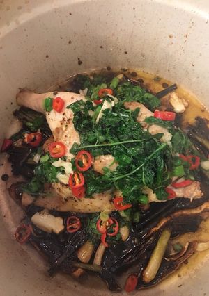 無水蔥油雞 的食譜成品照片