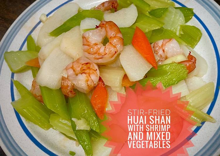 Resep Stir-fried Huai Shan with Shrimp and Mixed Vegetables Enak dan Antiribet