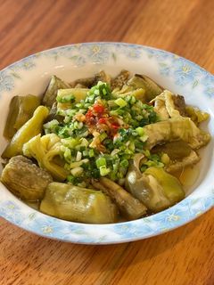 Hình của món Cà tím nướng mỡ hành.