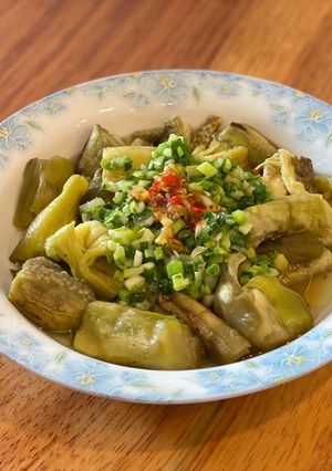 Hình của món Cà tím nướng mỡ hành.