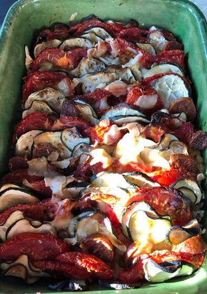 Une photo de Tian de légumes au chorizo