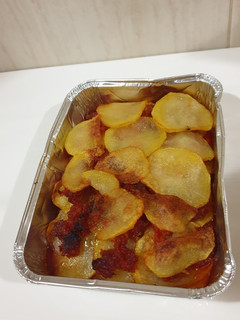 Una foto de Milhojas de patata con sobrasada