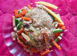 Hình của món Miến dong xào thịt bằm rau củ Eat Clean.