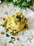 Tagliolini alle vongole e crema di pistacchio