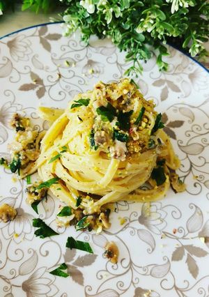Foto di Tagliolini alle vongole e crema di pistacchio