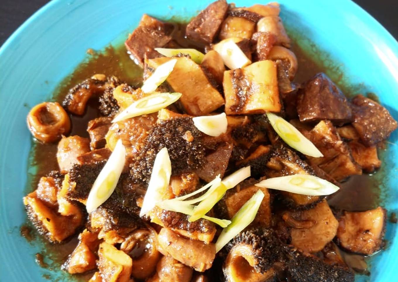 Jeroan sapi bumbu gula asam