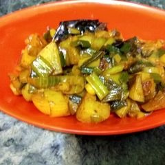 A picture of Spring Onion sabji.