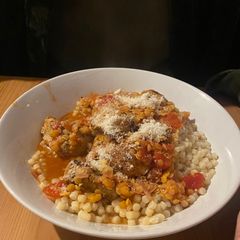 A picture of Turkey & Veggie Kofta Bake with Tomato Lentil Sauce.