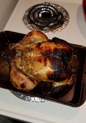 A picture of Lemon herb rotisserie chicken.
