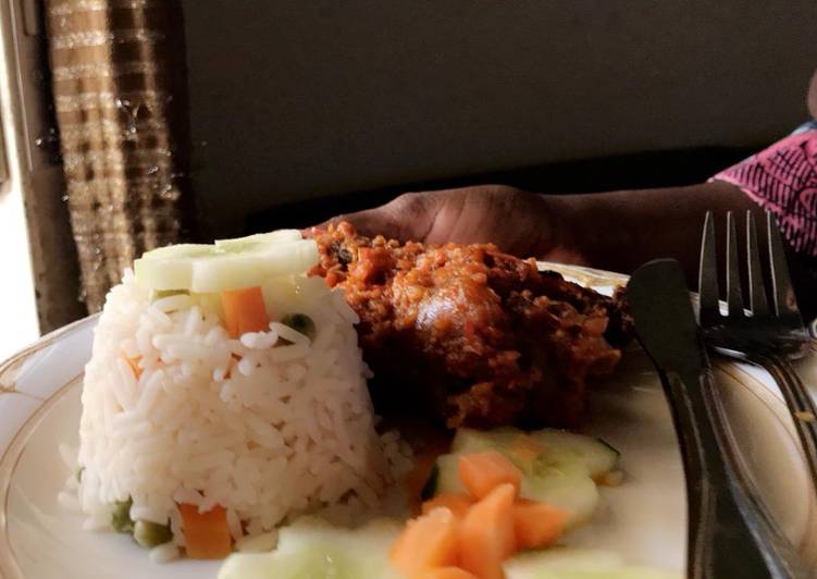 Simple Way to Make Speedy Coconut White Rice and chicken stew