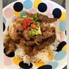 A picture of Gyudon beef - Yoshinoya wannabe.