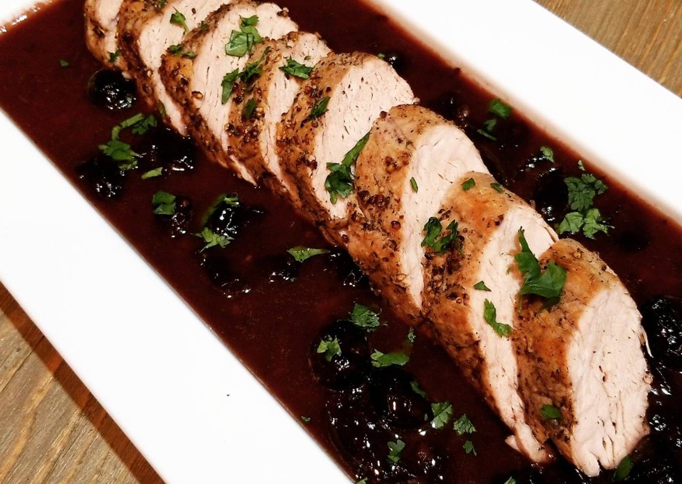 Black Pepper Crusted Pork Tenderloin With Black Cherry Reduction