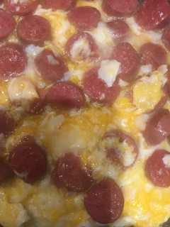Una foto de Huevos con salchichaComida express