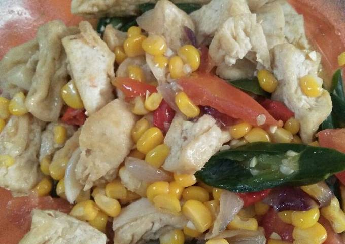 Bagaimana Membuat Tumis tahu jagung pedas, Sempurna