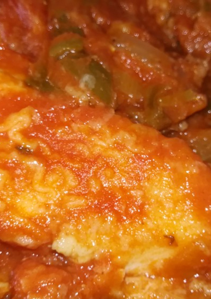 Una foto de Bacalao con pisto