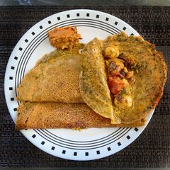 A picture of Besan Cheela with Kasuri Methi.