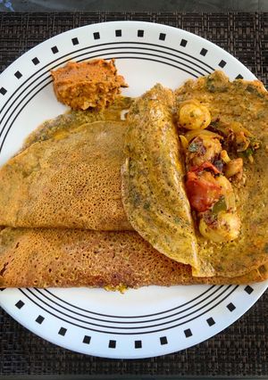 A picture of Besan Cheela with Kasuri Methi.