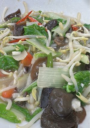 Foto resep Tumis sawi samhong toge jamur kuping Vegan