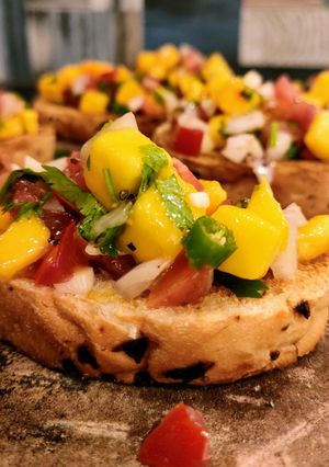 A picture of Mango Bruschetta.