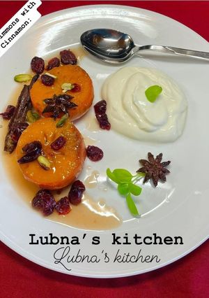 A picture of Honey-Baked Persimmons with Star anise and Cinnamon:.