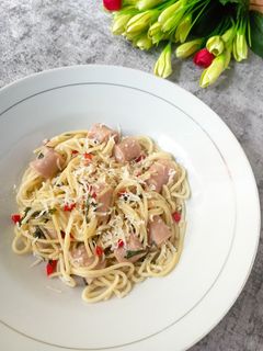 Foto resep Spaghetti Sosis Aglio Olio