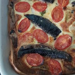 Veggie toad-in-the-hole A picture of Veggie toad-in-the-hole.