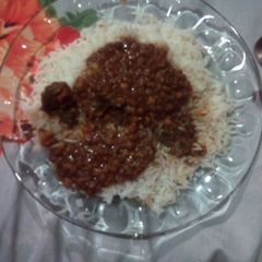 Boiled Rice and black Chane A picture of Boiled Rice and black Chane.