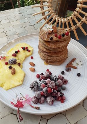 Une photo de Pancakes à la farine chataigne et sarrasin sans Sucre