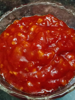 A picture of Homemade Schezwan Chutney.