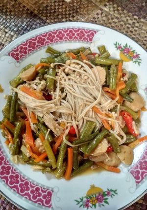 Foto resep Tumis kacang panjang enoki
