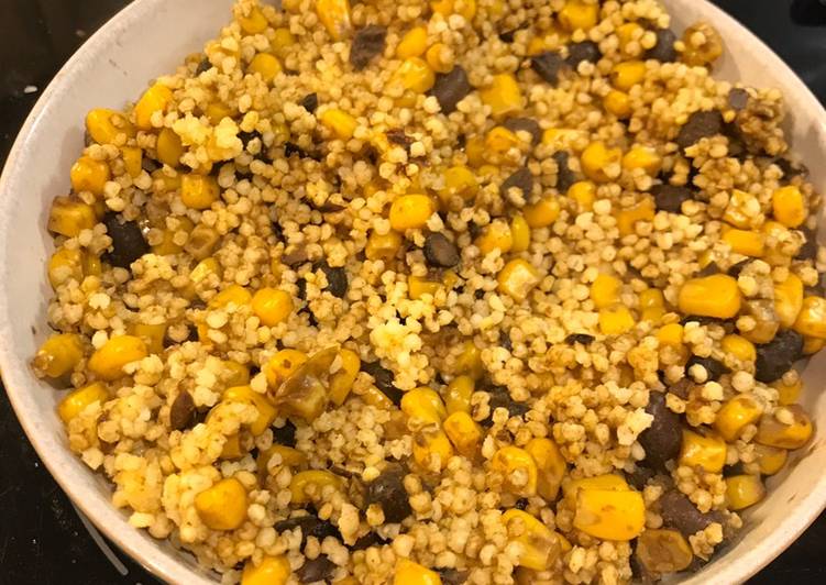 Curry millet grain with black beans and sweet corn