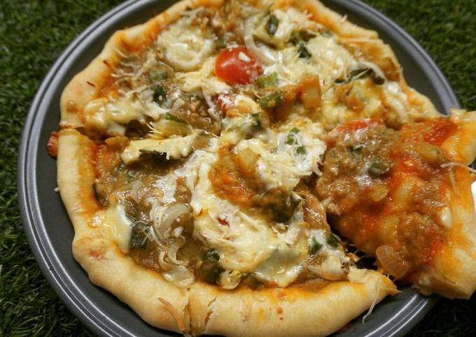 Resep: Chicken Meet Gravy Mozarella Cheese Pizza Untuk Jualan