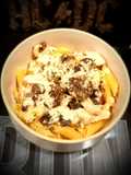 Penne au poulet, sauce crémée aux morilles