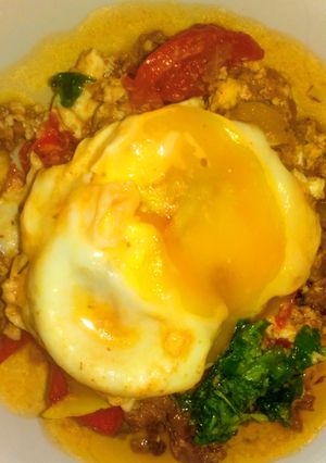 Una foto de Shakshuka con Carne   شكشوكة