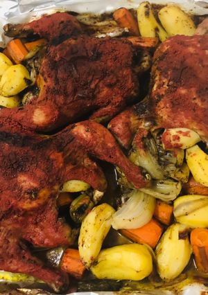 صورة لوصفة صنية دجاج 🐓 مع البطاطا والجزر روووعه 👌🏼😋