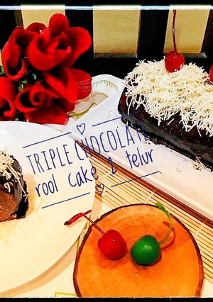 Foto resep Tripel chocolate rool cake 2 telur