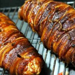 A picture of Bacon Wrapped Chicken Breast w/ Honey Mustard Glaze.