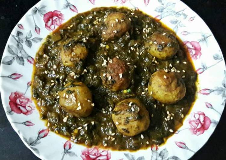 Recipe of Homemade Palak Aloo Fry