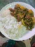 Coconut rice with peas stwe