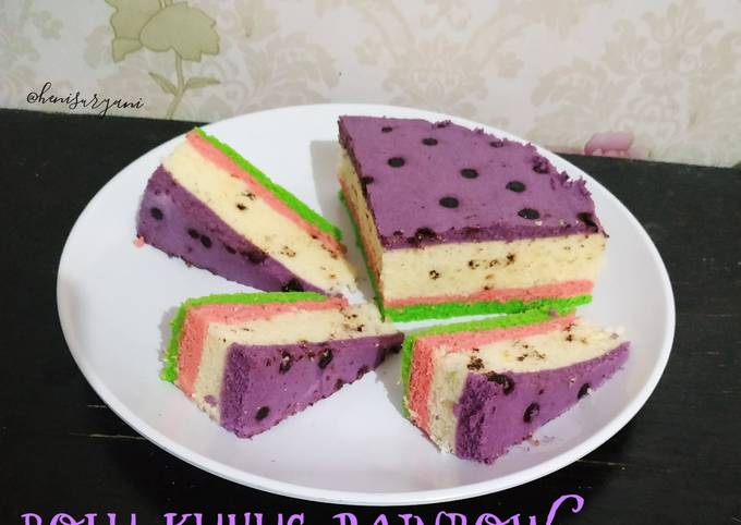 Resep 144. Bolu Kukus Rainbow (putih telur) Anti Gagal