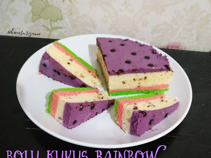Resep 144. Bolu Kukus Rainbow (putih telur) Anti Gagal
