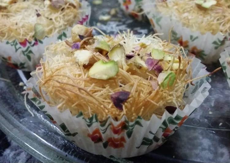 Simple Way to Make Super Quick Homemade Kunafa Cup cakes