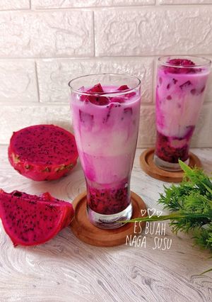 Foto resep Es Buah Naga Susu