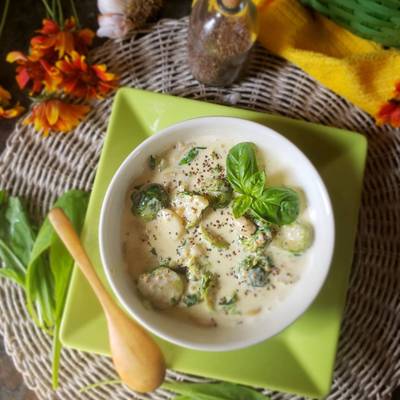 Repollitos de Bruselas y Hongos???en Crema Receta de Mony yy?‍?-  Cookpad