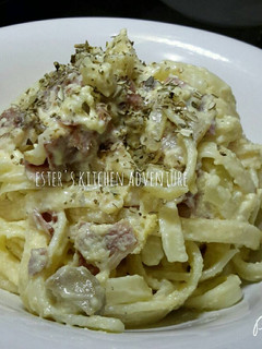 Foto resep Fettuccine Carbonara with Extra Cheese
