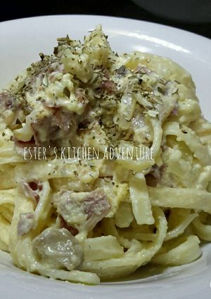 Foto resep Fettuccine Carbonara with Extra Cheese