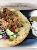 Greek Pork Souvlaki with Greek Salad and Flatbread
