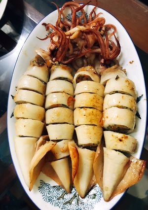 Hình của món Mực nhồi thịt chiên mắm.