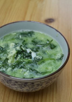 A picture of Spinach Chicken Egg Soup (Gluten Free).